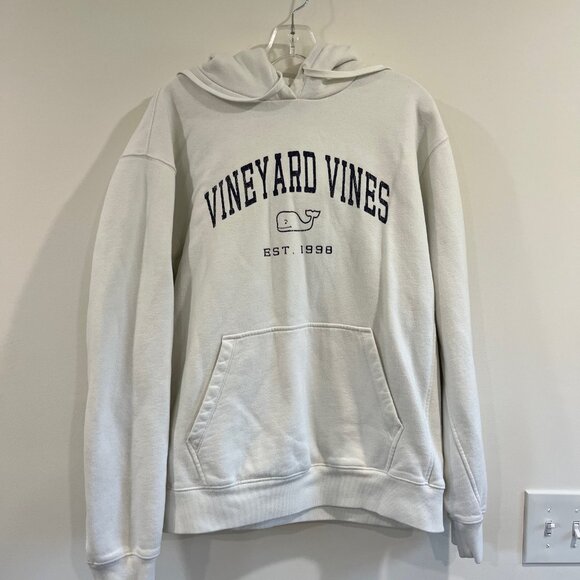 Vineyard Vines Men's Grid Fleece Hoodie Size Large White collection Winter 2024 - Picture 1 of 8